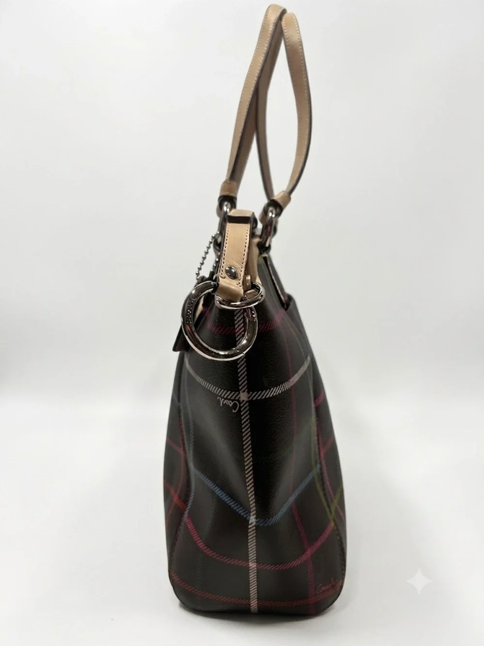 Coach Peyton Tattersall Plaid Tote Bag